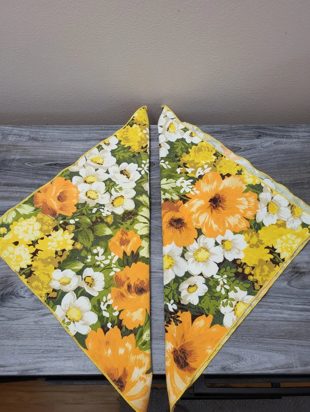 Vintage Floral Cotton Square Napkins Set Of 4 1970s
